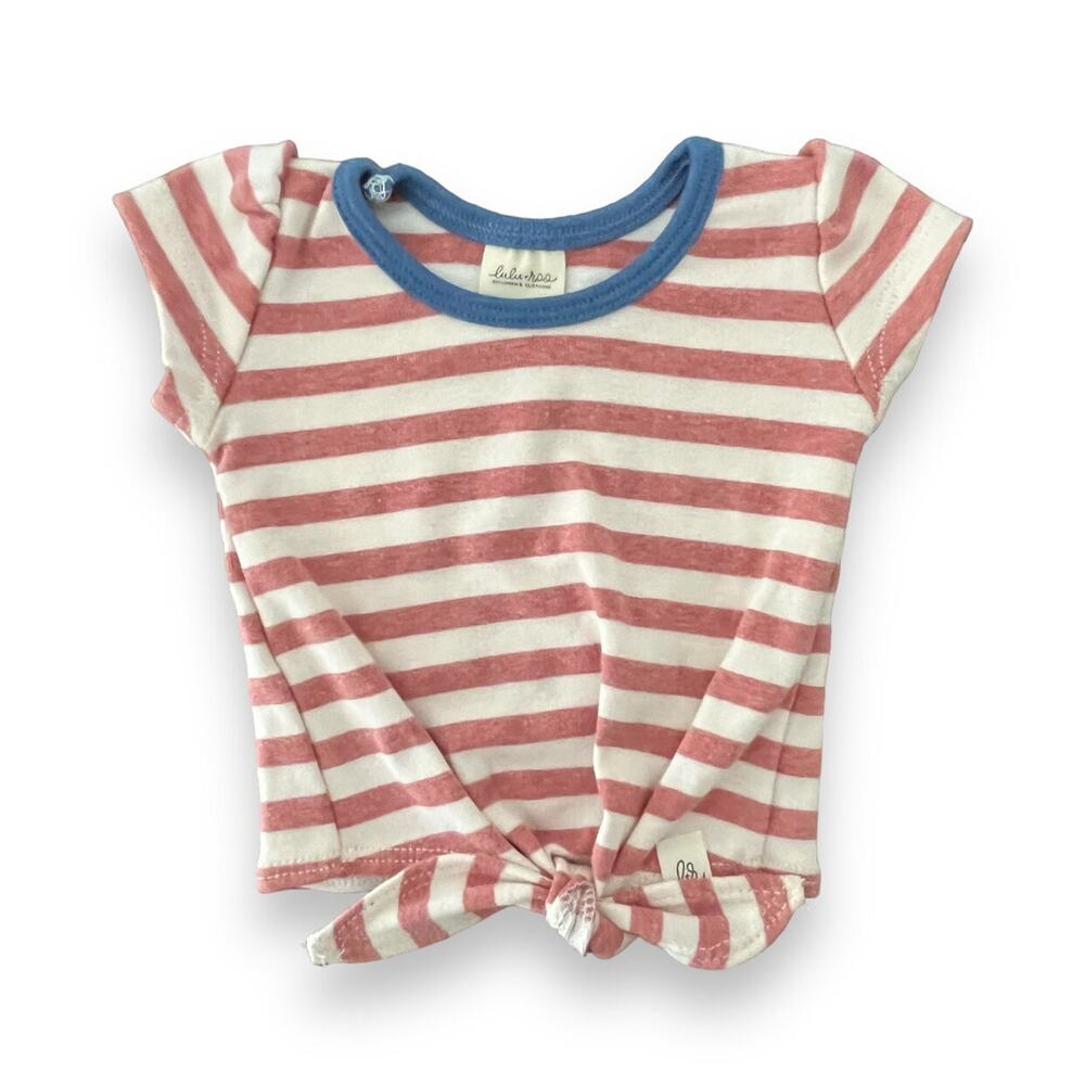 Lulu + Roo (now little road co) NWOT Blush and White Stripe Knot Tee. 0-3 Months
